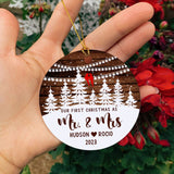 2024 Our First Christmas As Mr & Mrs Ornament, First Christmas Married Ornament 2024, Personalized Wooden Style Christmas Ornament 2024, Custom Christmas Tree Ornaments Hanging Accessories Yanria