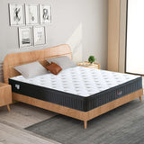 Juego King Mattress 80"*76"*12" 12 Inch King Size Mattress Reinforced Independent Pocket Spring Thickened Memory Foam Hybrid Three-Dimensional Breathable Soft Comfortable Boxed Mattress King Black Juego