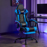 Gaming Chair with Footrest, Ergonomic Computer Chair with Headrest and Lumbar Support, PU Breathable Material Height Adjustable Video Game Chairs for Adults, BlackBlue NIONIK
