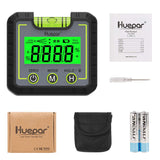 Huepar Digital Level Angle Gauge Mini Angle Finder Level Box with V-Groove Magnetic Base&Backlight LCD Bevel Gauge Inclinometer for Carpentry,Building, Automobile, Masonry -0-360°Fast Measurement AG01 Huepar