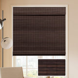 LUCKUP Cordless Bamboo Roman Blinds Shades for Indoor Windows-Blackout Room Darkening Roman Blinds with 6" Valance Cover Enhanced Privacy, 40" W x 64" H LUCKUP
