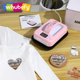 Whubefy Smart Heat Press Machine for T Shirts 7x5 Portable APP Control Easy Press Dual-Tube Fast Heat Up w/Insulated Base & Ceramic-Coated Heat Plate, Built-in Bluetooth Mini Iron for Small Projects Whubefy