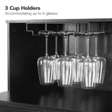 HOOBRO Wine Bar Cabinet with Storage, LED Liquor Cabinet with Power Outlets, Coffee Bar Cabinet for Liquor and Glasses, Glass Cabinet Doors, for Bar, Dining Room, Kitchen, Black BK78UDJG01 HOOBRO