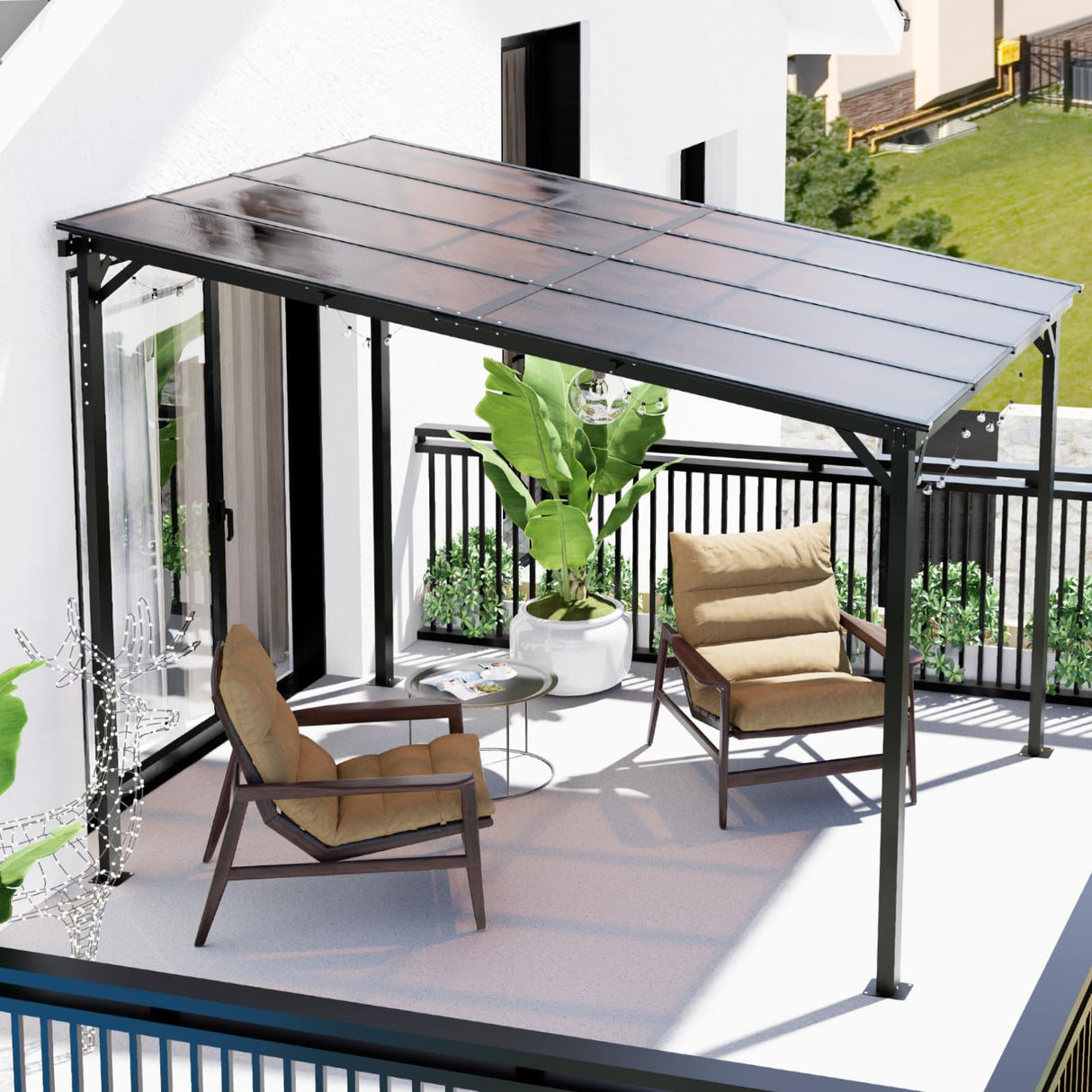 Yalissey 10'×8' Patio Gazebo with Waterproof Fuzzy Strip, Outdoor Gazebo with Innovative Base Support, Wall Mounted Gazebos Pergola with Roof for Backyard, Decks, Garden Yalissey