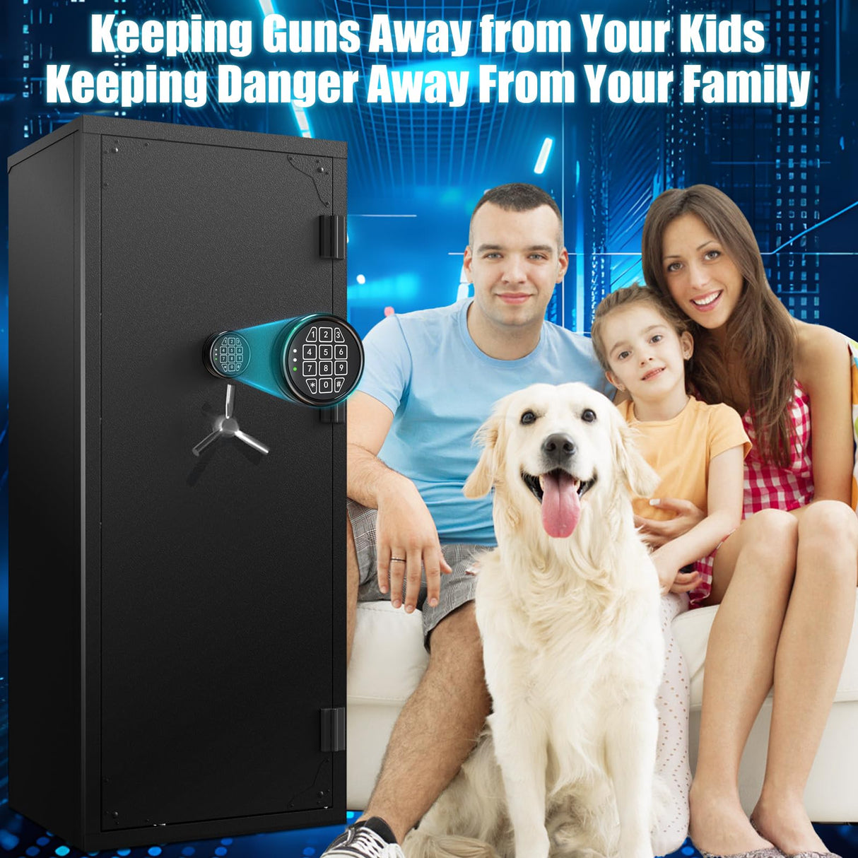 Large Rifle Safe, 30 Gun Safe for Rifle and Shotgun/Rifle Pistol Rack/Storage Pocket/Removable Shelf/Silent Mode/External Battery/Key/LED,180° Open Door Panel Organizer Unassembled Gun Safe TTSITG