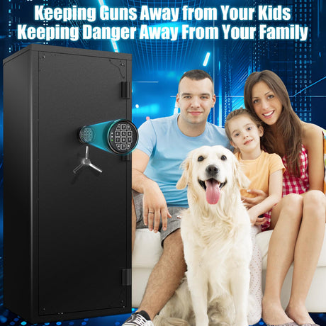 Large Rifle Safe, 30 Gun Safe for Rifle and Shotgun/Rifle Pistol Rack/Storage Pocket/Removable Shelf/Silent Mode/External Battery/Key/LED,180° Open Door Panel Organizer Unassembled Gun Safe TTSITG