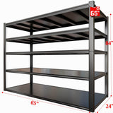 PMKES 65" W Heavy Duty Garage Shelving, 84" H Garage Storage Shelves, 5 Tier Metal Shelving Unit, Commercial Shelving PMKES
