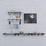 VOLPONE Glass Bathroom Shelf with Towel Bar 15.7in Bathroom Wall Shelves Rustproof Metal Bathroom Wall Organizer 2-Tier (Black) VOLPONE