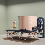 Soozier Full Size Ping Pong Table, Folds into Quarters, Portable Table Tennis Table with Net, Paddles, Balls, MDF, Charcoal Gray Soozier