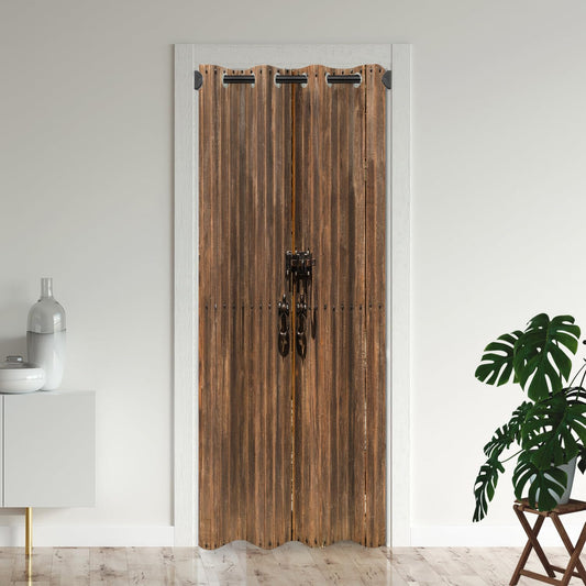 Wooden Barn Door Door Curtains for Doorways, Old Farmhouse Western Rustic Vintage Blackout Curtain for Kids Bedroom Closet, Grommet Thermal Insulated Privacy Door Drapes for Room Divider, 34" - WoodArtSupply