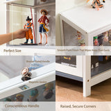 White Wooden Display Cabinet with Acrylic Doors, 5-Tier Bamboo Display Cases for Figurine, Curio Cabinet Toy Organizers Rack & Display Shelf for Home Office, Playroom, Living Room, Bedroom, 65in Generic