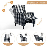 HULALA HOME Wingback Recliner Chair, Traditional Push Back Recliner Single Sofa with Solid Wood Legs, Modern Lounge Armchair for Living Room, Comfy Upholstered Accent Reclining Chair, Buffalo Black HULALA HOME