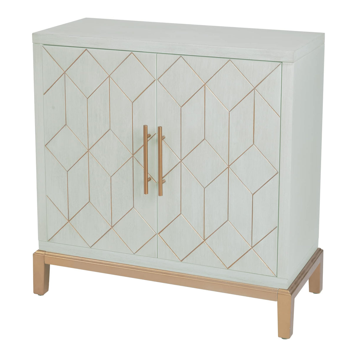 HLR Green Accent Cabinet with Gold Trim,Storage Cabinet with 2 Doors,Modern Wooden Sideboard for Living Room, Kitchen, Office and Hallway HLR