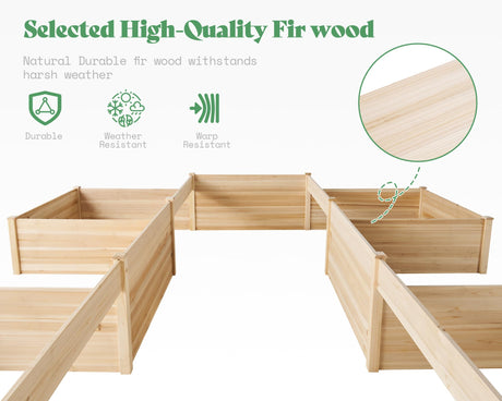 AMERLIFE 12x12x2 FT Wooden Raised Garden Bed, H-Shaped Planter Box with Double-Layer Design, 180 Cu. Ft Capacity for Outdoor Patio & Backyard AMERLIFE