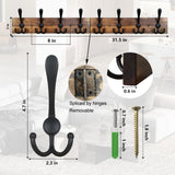 Homagic Coat Rack Wall Mount 31.5'' Coat Hanger Wall Mount Burnt Brown Coat Hooks for Wall Rustic Towel Racks for Bathroom Living Room Coat Hat Cloth Homagic