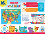 MasterPieces 60 Piece Educational Jigsaw Puzzle for Kids - USA Map State Shaped - 16.5"x12.75" Masterpieces