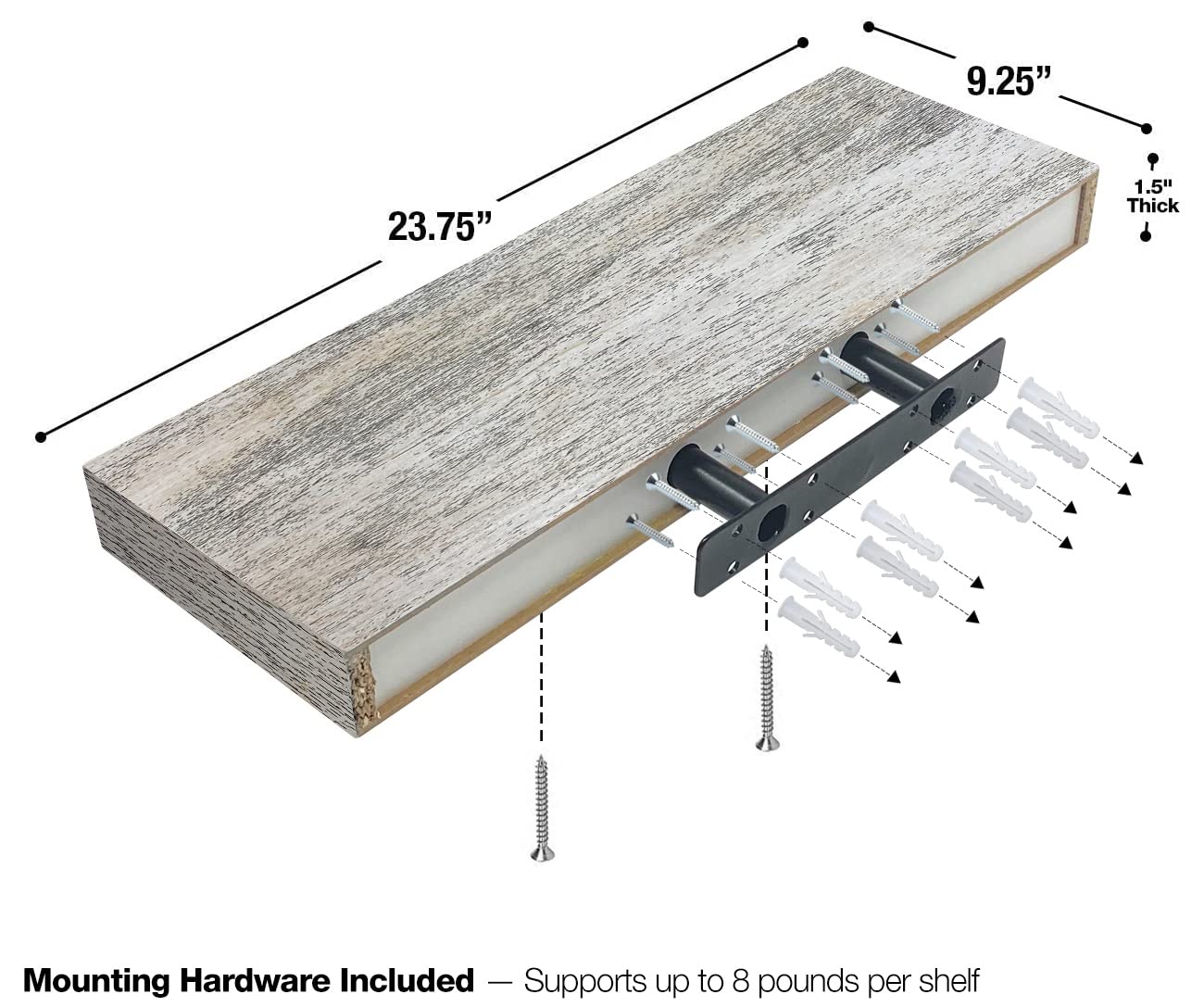 Rustic Sorbus Floating Wall Shelves – 24 x 9 Inch Decorative Storage, 2 Pack for Home, Kitchen, and Bathroom - WoodArtSupply