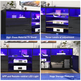 Vinctik 6&Fox Modern LED 70 inch TV Stand for 75/80 inch TV,High Glossy TV Entertainment Center with Storage Drawer,TV Stands for Living Room,APP RGB Light,Smart Modern TV Cabinet(71in Black) Vinctik 6&Fox