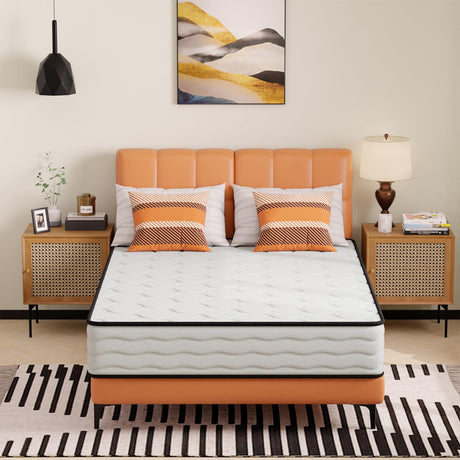 PayLessHere 10 Inch Innerspring Full Mattress Medium Firm Hybrid Mattress with Removable Cover CertiPUR-US Certified Bed-in-a-Box Pressure Relief Foam Mattress,White PayLessHere