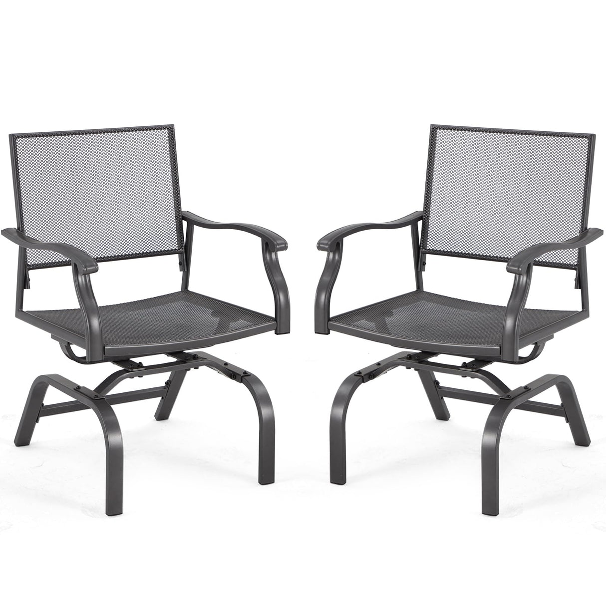 U-MAX Outdoor Patio Rocking Dining Chairs Set of 2, Outdoor Furniture Metal Frame Rocker Chair with15-Degree Rocking Function for Lawn Porch Garden Balcony (Dark Gray) U-MAX