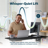 Vari Essential Height Adjustable Electric Standing Desk - Home Office Standing Desk with VariDesk Sturdy T-Legs - Quiet Motorized Standing Desk - 48x24 Inch Small Standing Desk - Black, 1 Box Vari