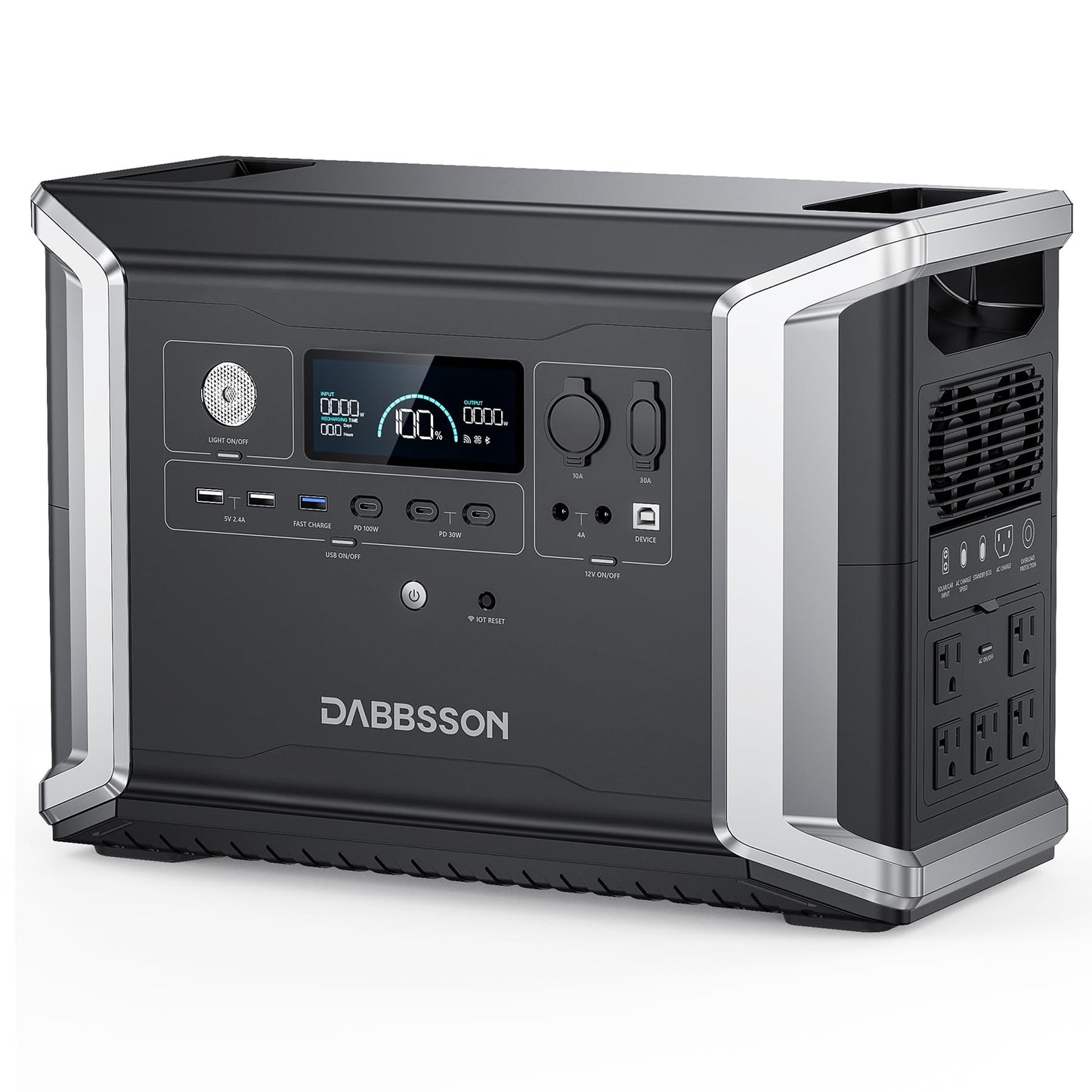 Dabbsson Portable Power Station DBS2300, 2330Wh EV Semi-solid State LiFePO4 Home Battery Backup, Max 8330Wh, 5×2200W AC Outlets, Solar Generator for Camping, Home Backup, Emergency, RV - WoodArtSupply