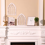 Yulejo 2 Pcs Rustic Window Frame Wall Decor Wooden Farmhouse Wall Decor 15.75'' x 11'' Arched Cathedral Window Home Decor Fake Window Pane Wall Art for Entryway Living Room Bedroom Yulejo