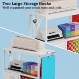 30 Vinyl Roll Holders for Cricut Cart, Rolling Craft Cart with 3 Fabric Drawer, Craft Organization and Storage Compatible with Cricut Maker Machine, Crafting Cabinet Table Workstation, White Jchccu