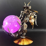 PUOSUO 3D Metal Puzzle for Adults, DIY Mechanical Assembly Wasp Metal Model Kits with RGB Colors Lamps 3D Jigsaw Puzzles Desk Ornament (RGB lightt) PUOSUO