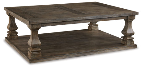 Signature Design by Ashley Johnelle Farmhouse Coffee Table with Weathered Gray Finish, Gray Signature Design by Ashley