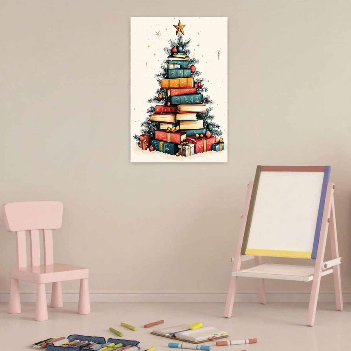 Framed Paint by Numbers Kit for Adults Beginners & Kids Ages 8-12,Christmas Tree Adult Paint by Number Kits on Canvas with Easel, Acrylic Oil Painting Kits for Adults for Gift Home Decor(8x12 inch) Arttoplus