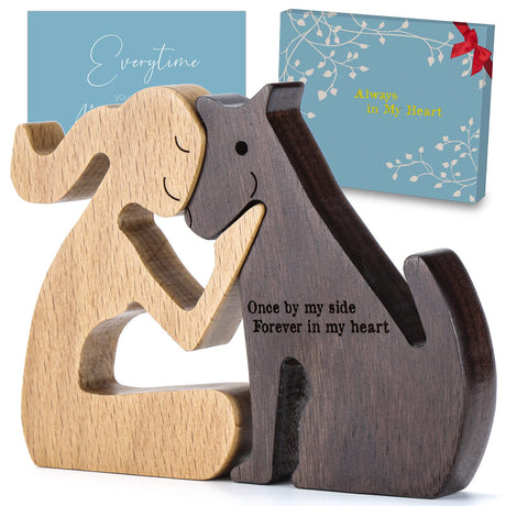 THYGIFTREE Dog Memorial Gifts for Women - Wooden Carving, Gifts for Loss of Dog - Once by My Side, Forever in My Heart THYGIFTREE