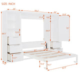 Harper & Bright Designs Queen Size Murphy Bed with Closet, Wall Bed with Drawers and Shelves, White Harper & Bright Designs