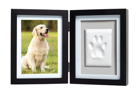 Pearhead Pet Paw Print Photo Frame With Clay Imprint Kit - Wooden Pet Paw Print Frame, DIY Memorial Keepsake for Cats and Dogs, No Mess Clay for Perfect Pawprints, Ideal Home Decor and Gift, Black Pearhead