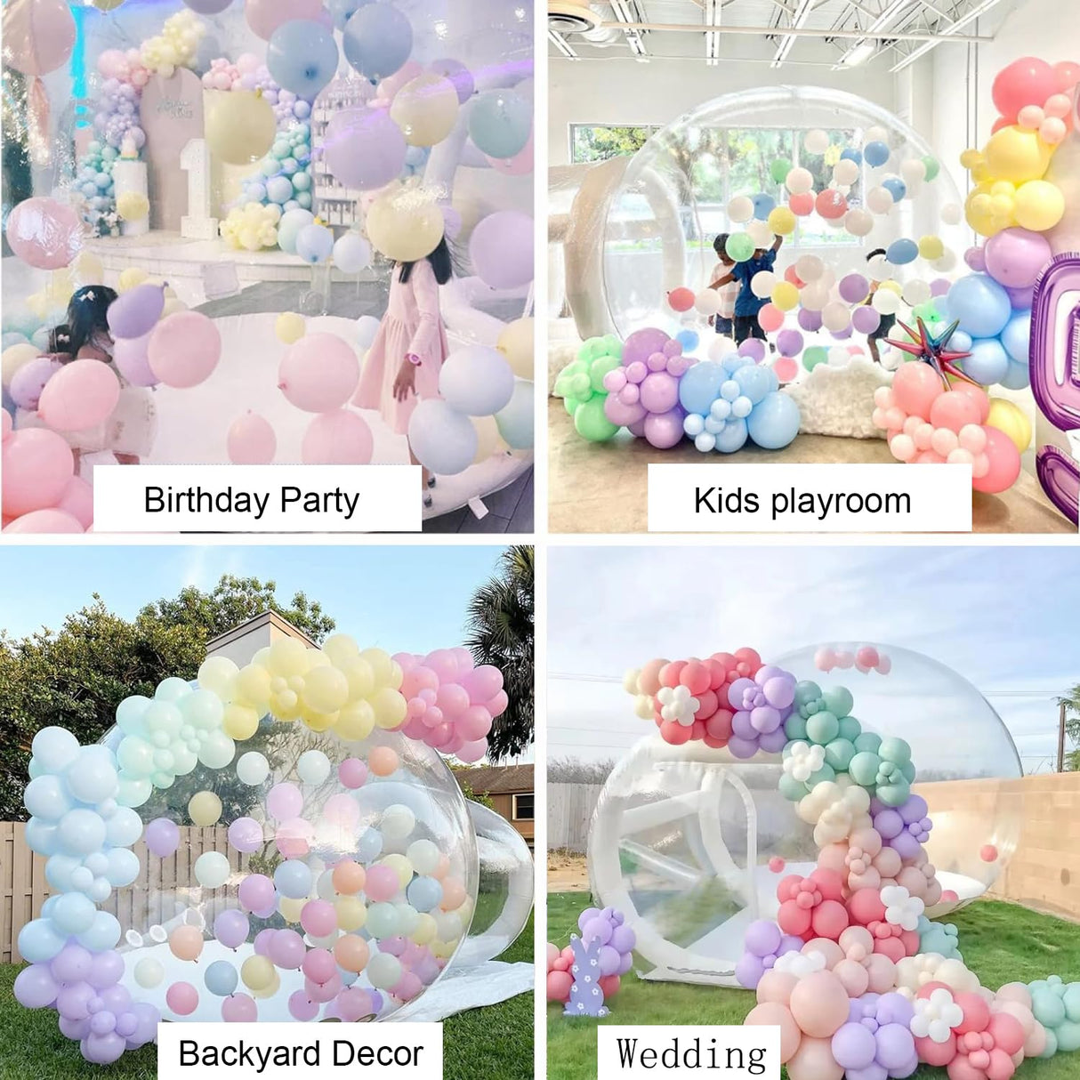 10FT Inflatable Bubble House Dome for Kids, Clear PVC Inflatable Bubble House Tent with Tunnel, Bubble Balloon House with 800W Air Blower, 600W Air Pump with 50pcs Balloons Inflatable Dome for Party AEOR