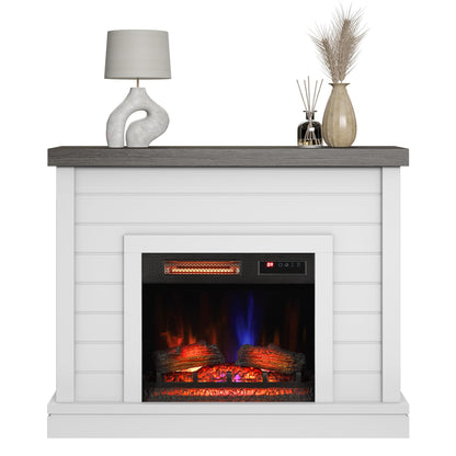 duraflame® Shiplap Wall Mantel Electric Fireplace, Bright White