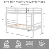 Twin Over Twin Bunk Bed with Ladder,Wooden Bunk Bed with High Guardrail and Ladder for Kids, Teens, Dorm Rooms, and Guest Rooms,No Box Spring Needed Softa