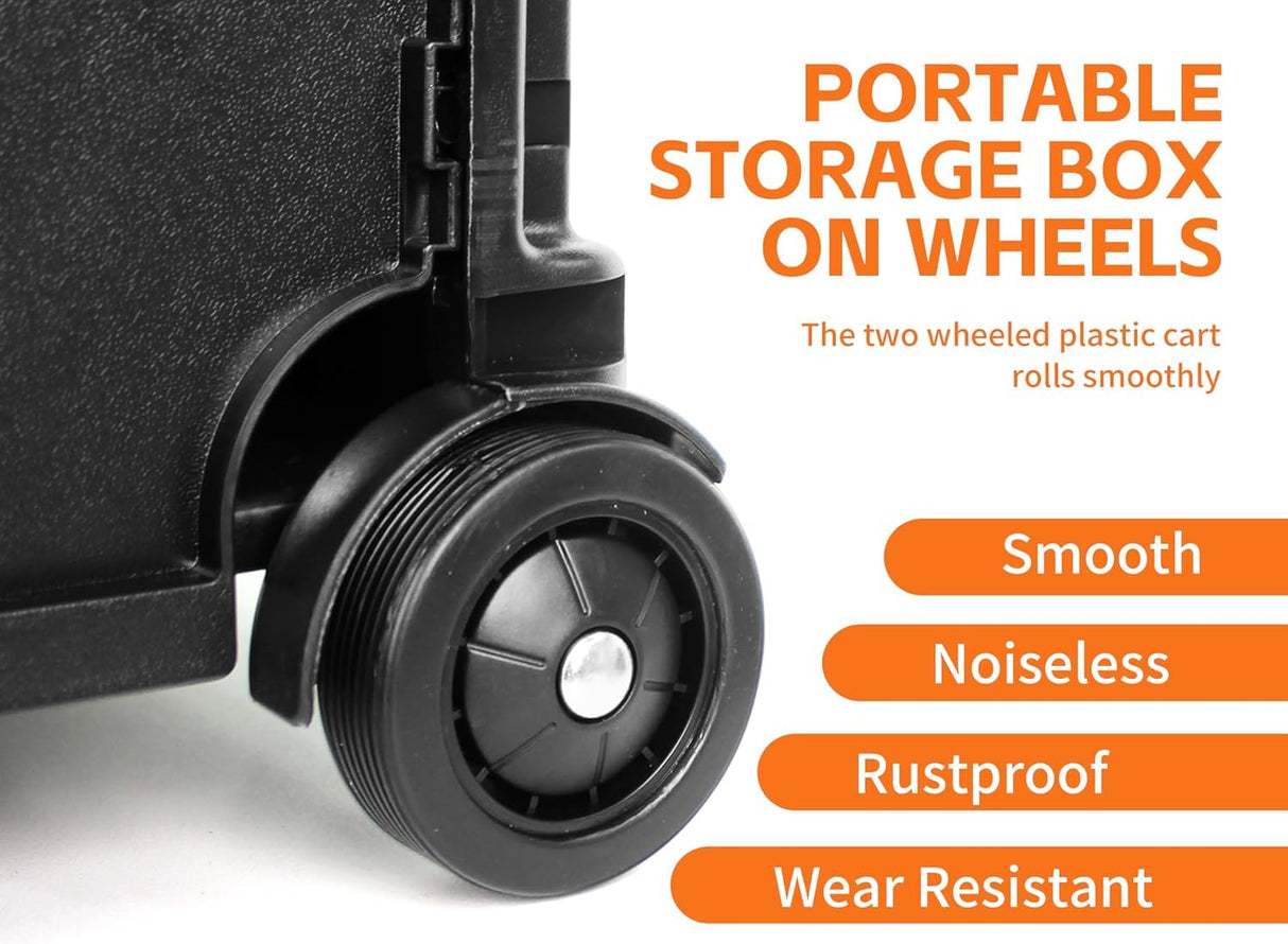 MaxWorks 50830 Collapsible Black Rolling Folding Dolly Cart for Teachers - Multi-Functional Teacher Dolly with Extra Storage, Durable Wheels, and Easy-to-Fold Design for Classroom, Office, Shopping MaxWorks