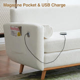 Halitaa 65" Sherpa Loveseat Sofa, Modern Love Seat Mini Boucle Couch for Living Room Bedroom, 2 Seater Small Comfy Sofa Couch for Home Office Small Spaces, White Halitaa