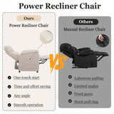 Small Recliners for Small Spaces, Adjustable Electric Recliner Chairs for Adults, Ultra-Comfy Chenille Power Recliner Chair w/Side Pockets & Remote for Nursery, Living Room, Bedroom (Beige) MWrouqfur