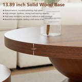 Solid Wood Round Nesting Coffee Table Set of 2, Circle Accent Tables with Unique Semi-Circular Legs, Modern Farmhouse Side End Table Set for Small Space Living Room Office (Walnut) LEVNARY