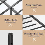 PAUKIN Canopy Bed Frame King Size with Upholstered Headboard, Sturdy and Stable, Easy to Assemble, Metal Bar Support, no Spring Mattress Required. (Brown, King) PAUKIN