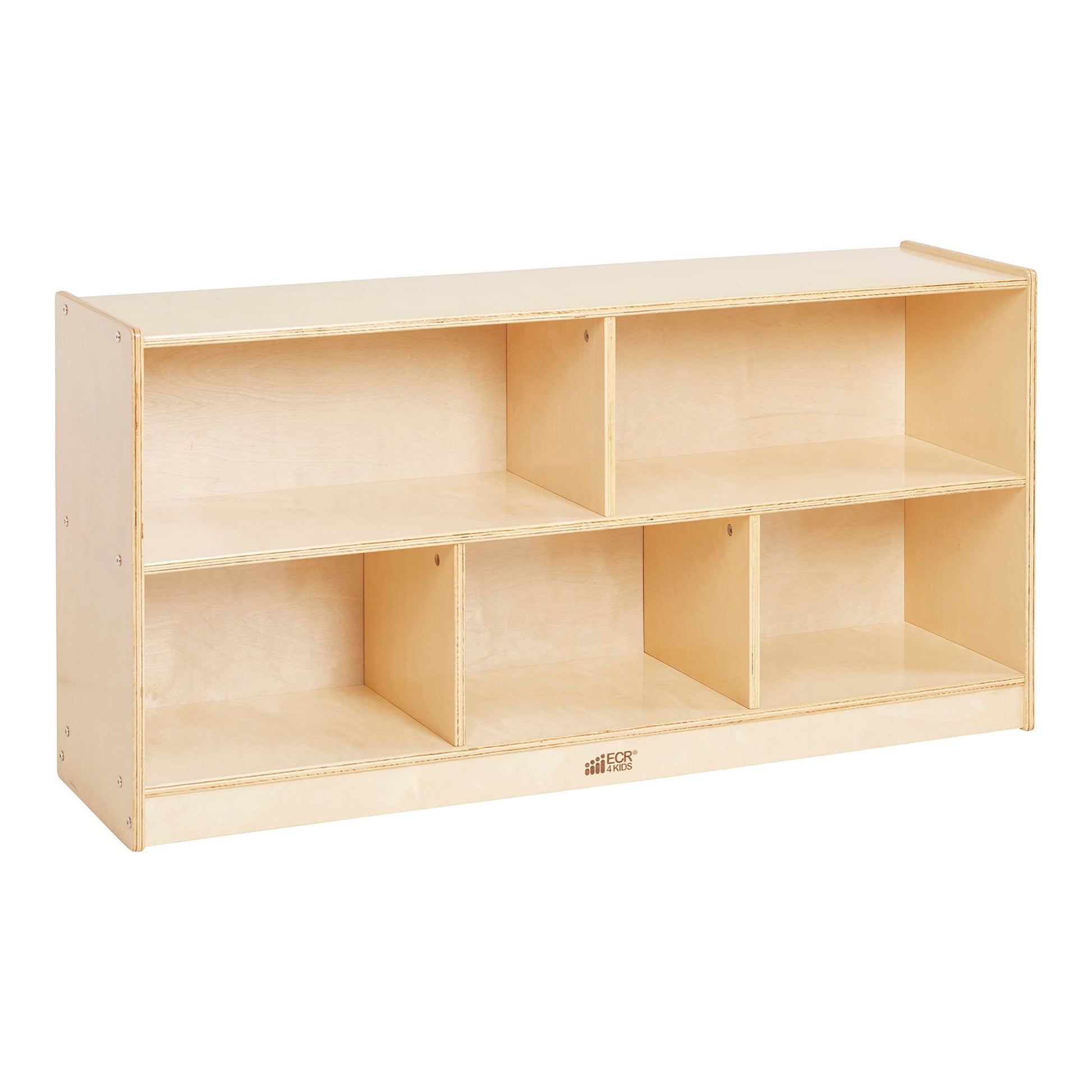 ECR4Kids 5-Compartment Mobile Storage Cabinet, 24in, Classroom Furniture, Natural - WoodArtSupply