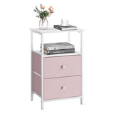 VASAGLE Nightstand, Side Table with 2 Fabric Drawers, 24-Inch Tall End Table with Storage Shelf, Bedroom, Jelly Pink and White ULGS025R05 VASAGLE