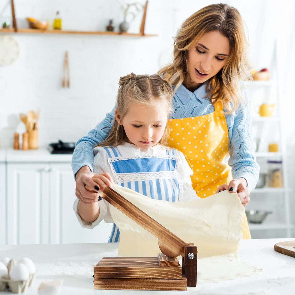 Luxshiny Wooden Tortilla Press Wood Dough Dumpling Presser Dumpling Skin Maker Ravioli Mold Dumpling Wrappers Presser Pizza Dough Pastry Press Tool for Kitchen Gadget Luxshiny