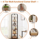 MNEETRUNG 71" Corner Shelf,6 Tier Industrial Corner Bookshelf, Freestanding Shelf Stand for Small Space,Home Office,Living Room,Bedroom,Brown MNEETRUNG