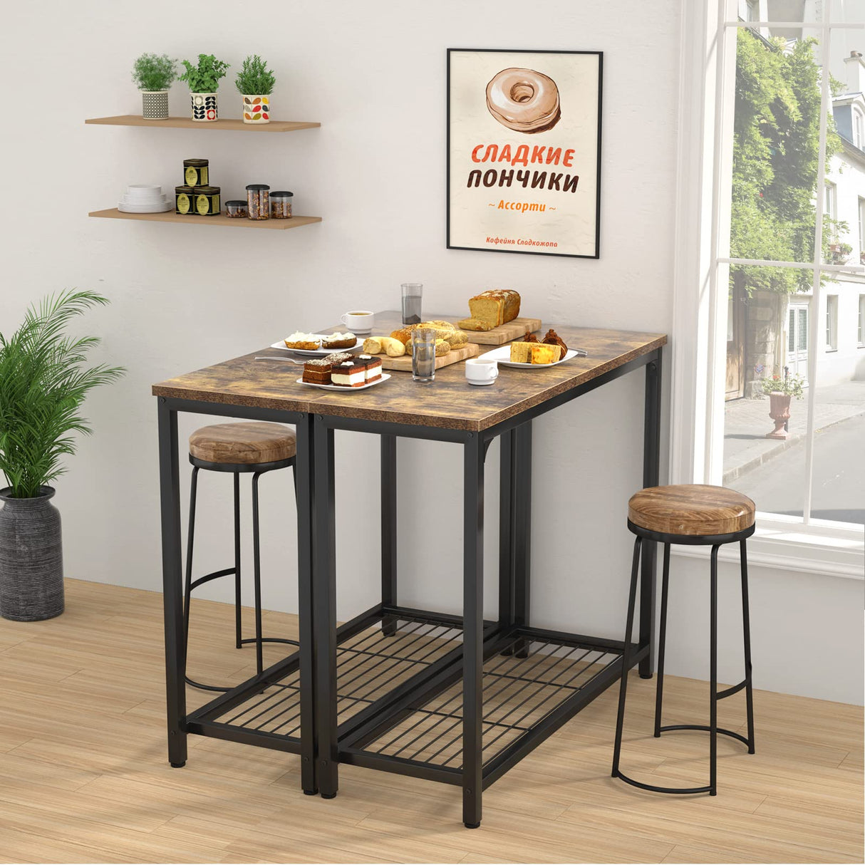 Ecoprsio Small Console Table Sofa Table with Mesh Shelves, 2 Tier Entryway Table Foyer Table for Entryway, Front Hall, Hallway, Sofa, Couch, Living Room, Bar, Kitchen, 32 Inch, Rustic Brown Ecoprsio