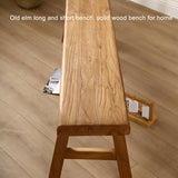 Farmhouse Indoor Wooden Living room Dining Bench, Asian Natural Wood Kitchen Entryway Bench with Armless Design and Short Height, Solid Wood Shoe Bench Entryway Benches，Brown(100*26*45cm/39.3*10.2*17. SEIFE