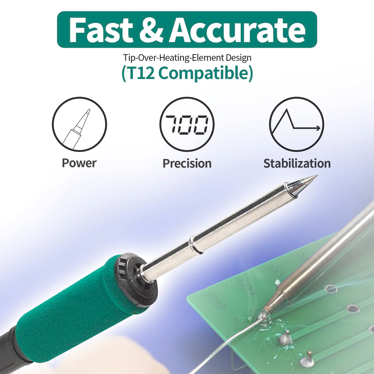 YIHUA 948DB+ II Soldering Iron Station Kit compatible for T12 solder iron tip with 3 tips with °F-°C Conversion, Sleep Mode, Auto Shutdown, Preset Channels, Calibration Functions YIHUA