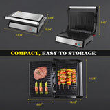 Aigostar Panini Press, 1200W Sandwich Maker and Electric Indoor Grill with Ceramic Non-Stick Coated Plates, Opens 180°to Fit Any Size of Food, Stainless Steel Surface & Removable Drip Tray, Silver Aigostar